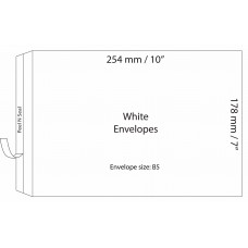 White Envelopes 178x254mm (7" x 10") / 50 Pcs